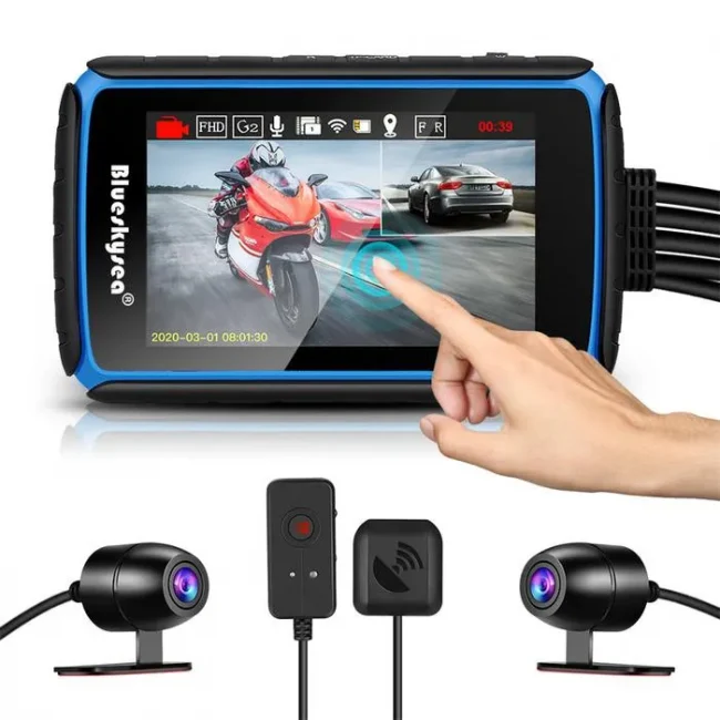 ANG Blueskysea DV988 Motor Dash Cam GPS WiFi Kamera dengan