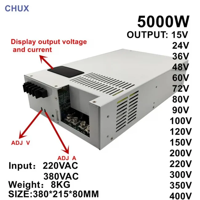 5000W Adjustable DC Switching Power Supply 220/380VAC - Image 2
