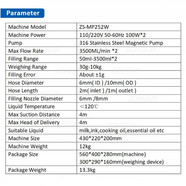 ZONESUN ZS MP252W Semi Automatic Magnetic Pump Filling And Weighing Machine - Image 5