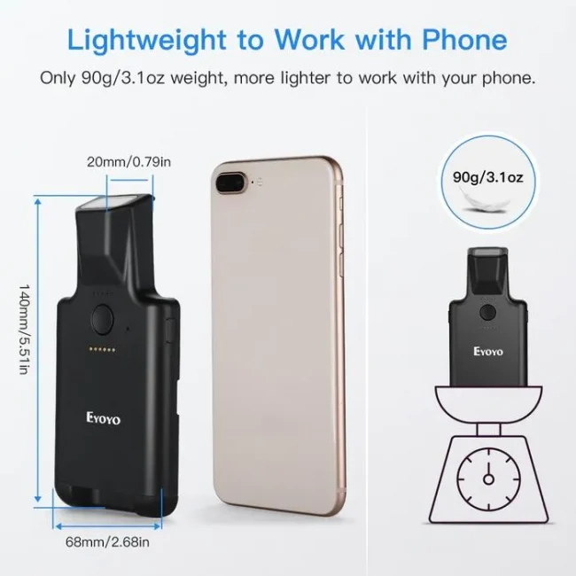 FGIM Eyoyo 2D Phone Back Clip Bluetooth Barcode Scanner Portable - Image 2