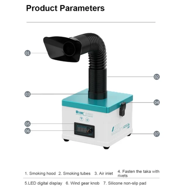Uyue 110V 220V Fume Extractor 3 Layer Filter Exhaust